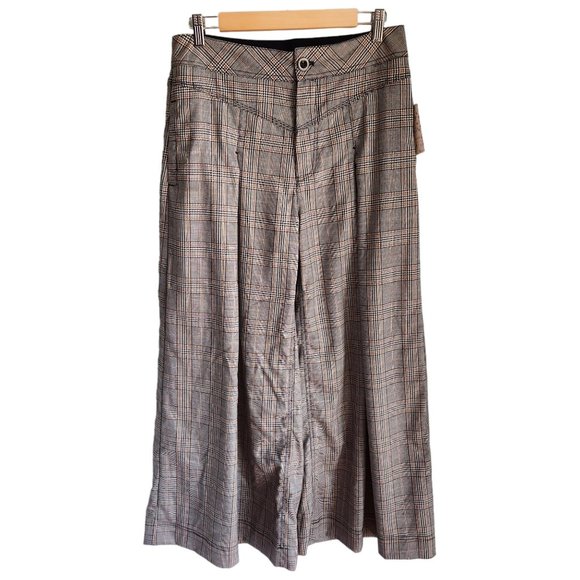 Free People Pants - Free People Pants 8 Brown Women's Posey Plaid Pleated Pant Preppy Academia Wide